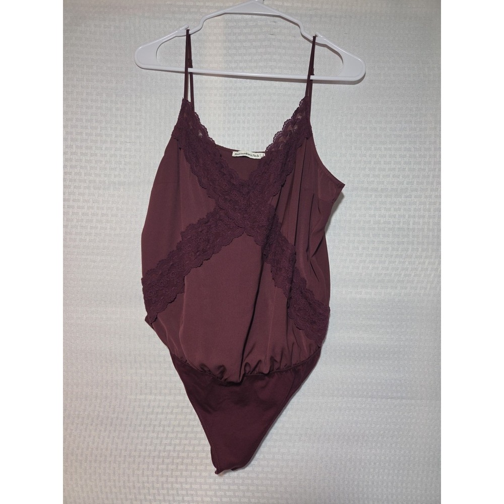 Abercrombie & Fitch Burgundy Lace-Trim Bodysuit